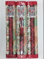 3 PIECES HALLMARK TWO-SIDED GIFT WRAP