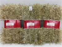 3 PIECES HOLIDAY TIME TINSEL GARLAND SNOW/CHAMP