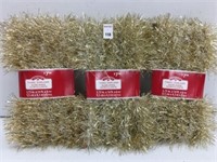 3 PIECES HOLIDAY TIME TINSEL GARLAND SNOW/CHAMP