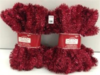 6 PCS HOLIDAY TIME TINSEL GARLAND RED