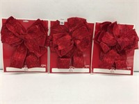 3 PIECES HOLIDAY TIME BOW RED