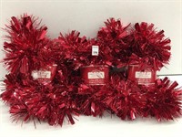 3 PIECES HOLIDAY TIME TINSEL GARLAND MEGA RED