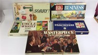 5 Board Games/Sorry, Masterpiece, Parcheesi & More