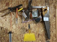 handsaws, square, trimmers, garden tools