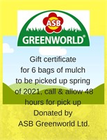 GIFT CERTIFICATE FROM ASB GREENWORLD FOR 6 BAGS
