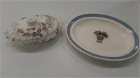 COVERED VEGETABLE DISH AND WEDGEWOOD PLATTER