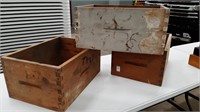 (3) WOODEN DOVE TAILED BOXES (NO BOTTOMS)