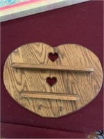 Heart shaped wood wall shelf