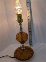 Vintage Quilted Pattern Glass Boudoir Lamp