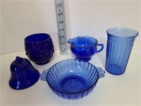 5 Blue Glass Pieces