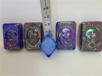 4 Fenton Carnival Glass,1 Boyd Glass Paper Weights