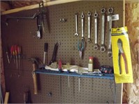 Items on Pegboard, hammer wrenches etc.