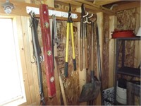 Yard tools on wall, Tools ONLY