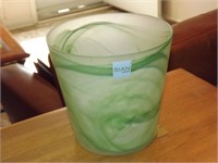 Italian Green Swirl Glass Ice Bucket