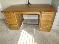 Wood Oak Desk, Black desk chair & more