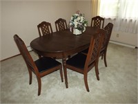 Wood oval table & 6 chairs