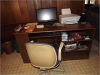 Wood look desk, office chair & more