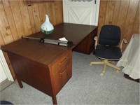 Large Executive desk, office chair, camera tripod