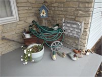 Ducks, floral planters, wagon, lawn chair, & more