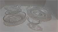 (4) PIECES OF ASSORTED PRESSED GLASS