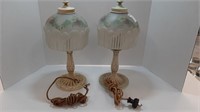 (2) LAMPS WITH HANDPAINTED SHADES - SALE BROS