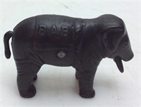 ANTIQUE CAST IRON BABY ELEPHANT
