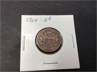 Civil war era 1864 two cent coin