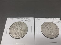 Walking Liberty Half Dollars 1942 P and 1943-P