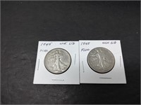 Walking Liberty Half Dollars 1945 both nice coins