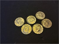 6 Silver Clad half Dollars various years