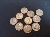 10 Silver Clad Coins various Years