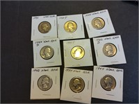 9 washington quarters from the 1940's