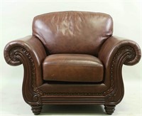 BROWN LEATHER ARMCHAIR