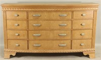 CONTEMPORARY BLONDE WOOD DRESSER WITH TWELVE DRAWE