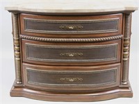 FAUX MARBLE TOP BEDSIDE CHEST