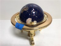 Vtg Mother of pearl lapis gemstone inlaid globe
