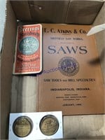 IH tokens, EC Atkins & Co saw catalog,Deering book