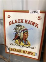 Black Hawk tin sign, 12x14