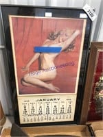 Marilyn Monroe 1955 calendar, framed, 14x24