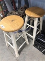 Pair of wood stools, 24" tall