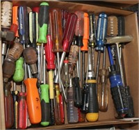 Flat lot containing dozens of asstd screwdrivers