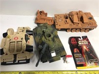 Lot of toy vehicles and action figure