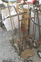 (2) two wheel hand carts, 1 freight, 1 barrel