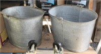 (2) Seaway heavy duty galvanized oval buckets