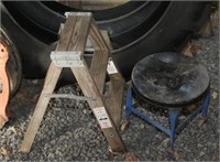 Small four wheel rolling shop stool and Werner