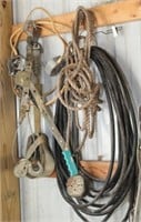 Lot to include cable come along, ratchet strap,