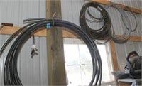 (3) lots of asstd wire rope cable and 1 section of