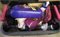 Action Packer Tote With Car Care Items.