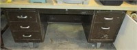 Metal 6 drawer desk with contents including NOS