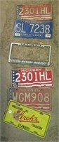 License plates including Stroh's, 1976, etc.